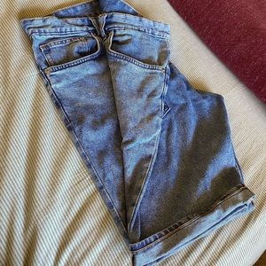 Blue Slim Jean Shorts.
